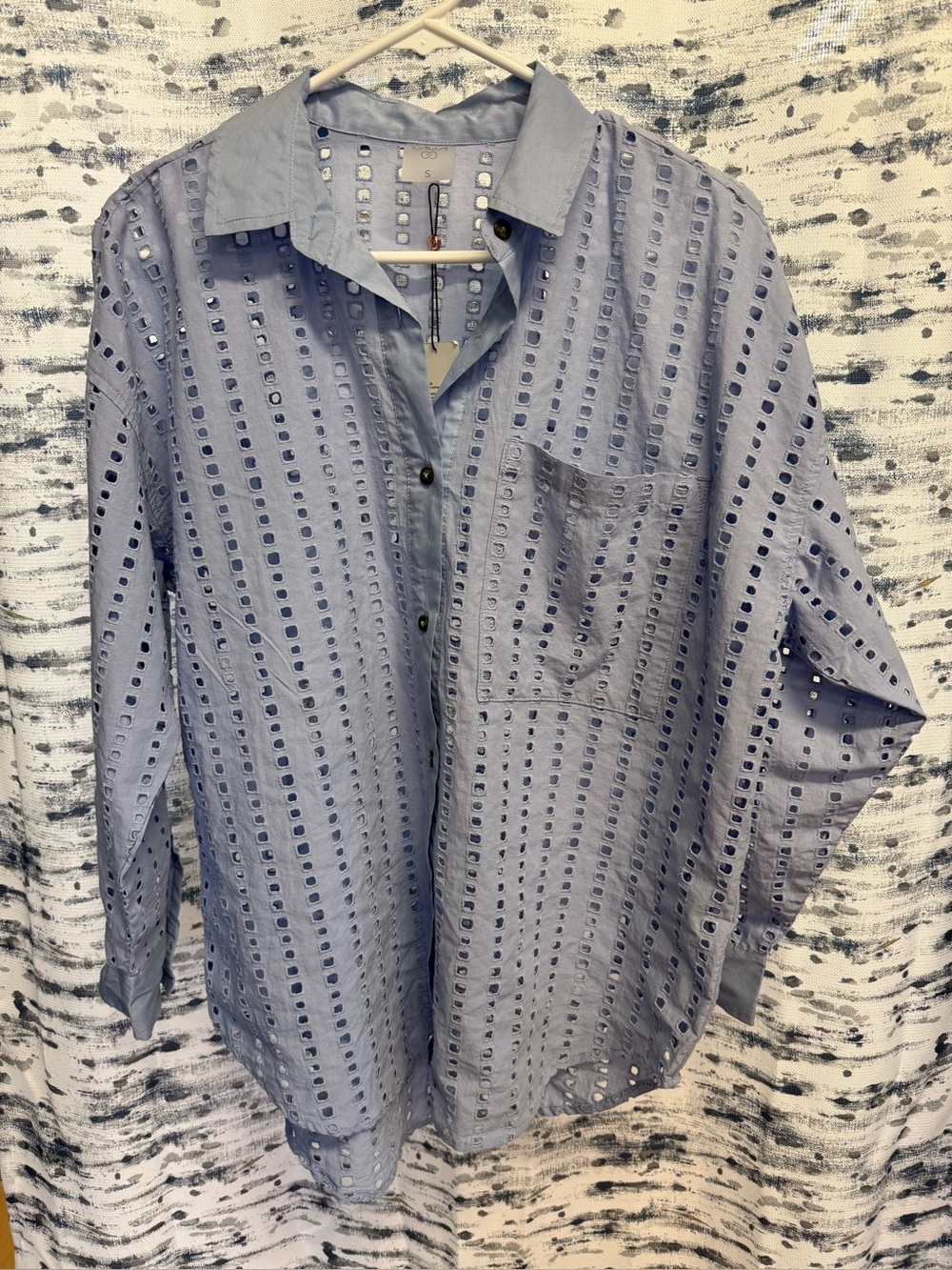 Calia Light Blue women’s size small Eyelet Button-Up Shirt